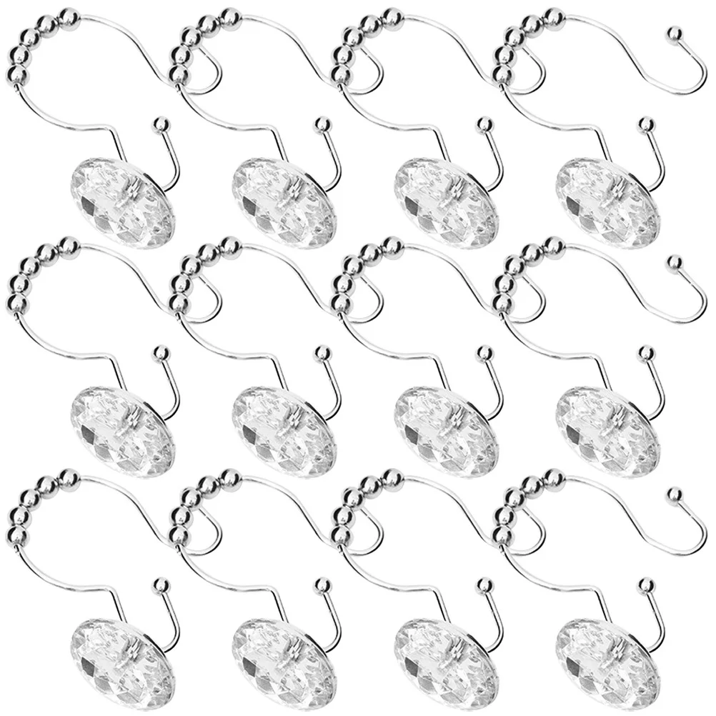 

12pcs Decorative Shower Curtain Metal Shower Hooks Delicate Bathroom Home Hooks Unique Shaped Metal Rings For Curtains