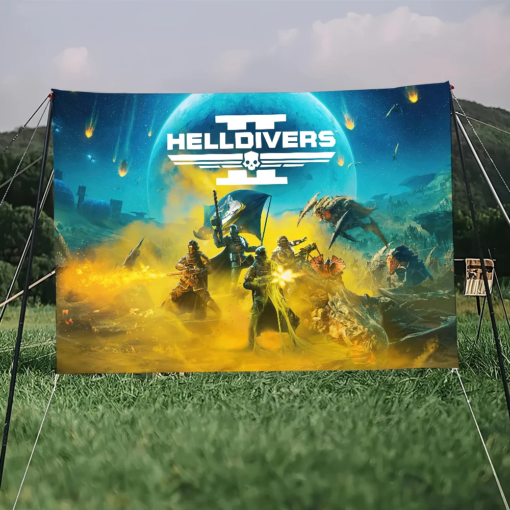 Game H-Helldivers 2 Flag For Picnic Party Decorative Hanging Cloth Camping Background