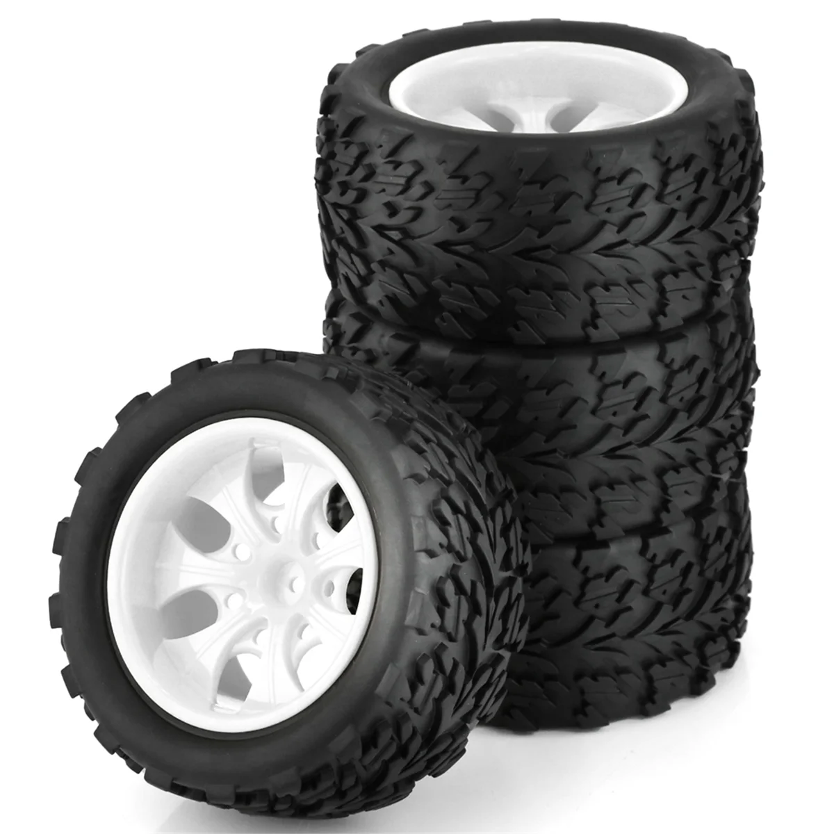 Neumático de Buggy Monster Truck RC, 4 piezas, 118MM, 1/10, inserciones de espuma de rueda, 12mm, hexagonal para Traxxas Arrma Redcat HSP Tamiya, blanco