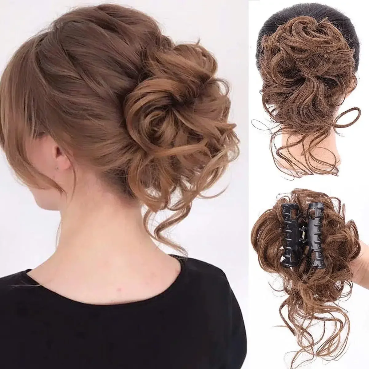 Clip per artiglio da donna su chignon disordinato posticci capelli sintetici ondulati chignon ciambella updo chignon estensioni dei capelli per ragazze