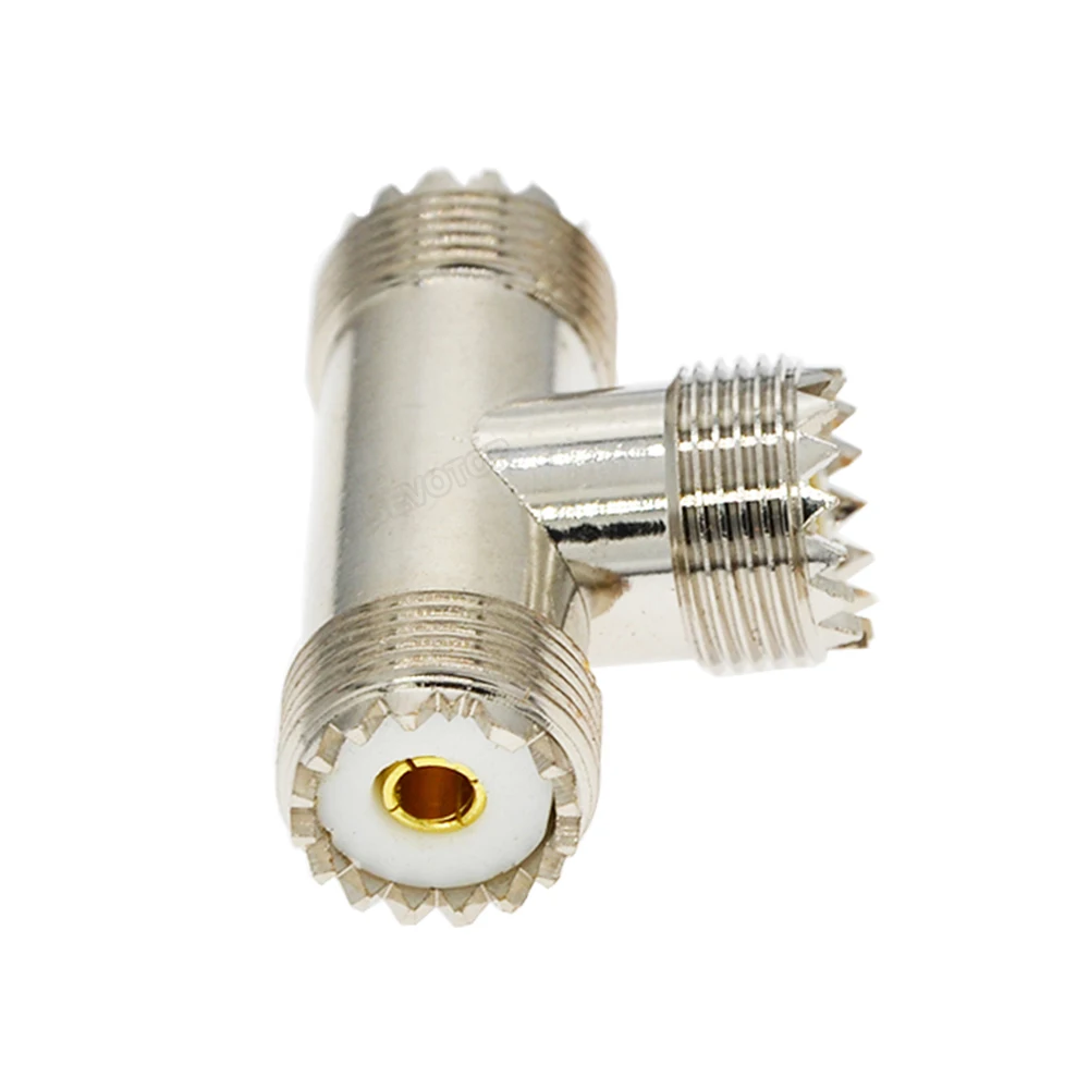 1pcs UHF Connectors SO239 Female to Female T Type Coaxial Adapter for CB Ham Radio Antenna SWR Meter Cable Extention 3 Female image 3