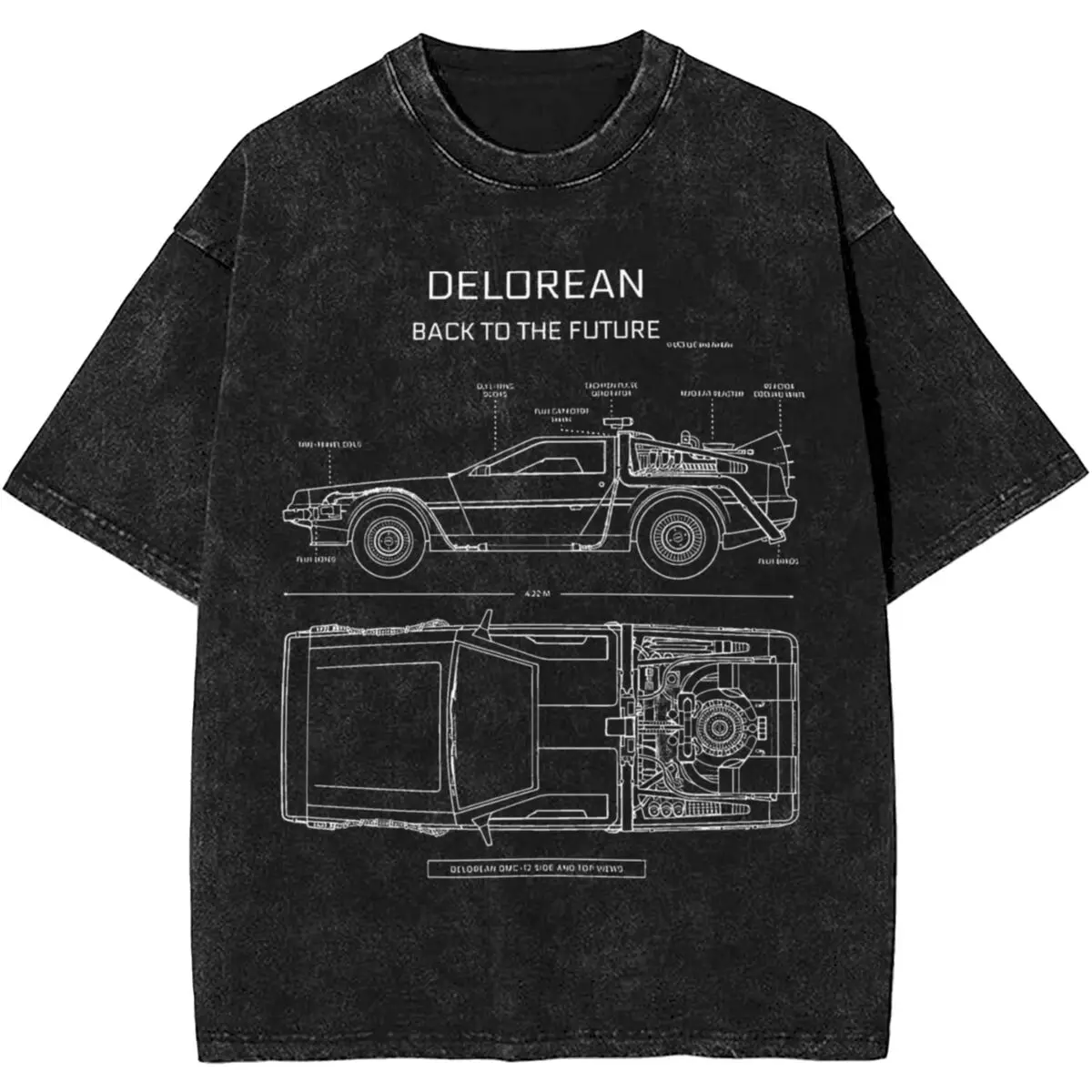 DeLorean-Camiseta de Regreso al futuro para hombre y mujer, camisa lavada, ropa de calle, camisetas de verano, Tops de manga corta