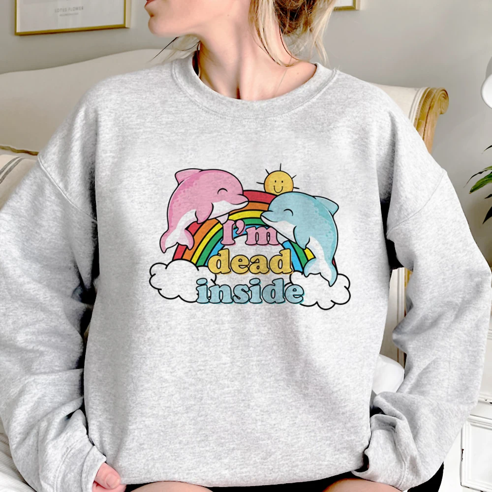 

Dead Inside hoodies women graphic anime harajuku Fleece Pullover women 90s pulls