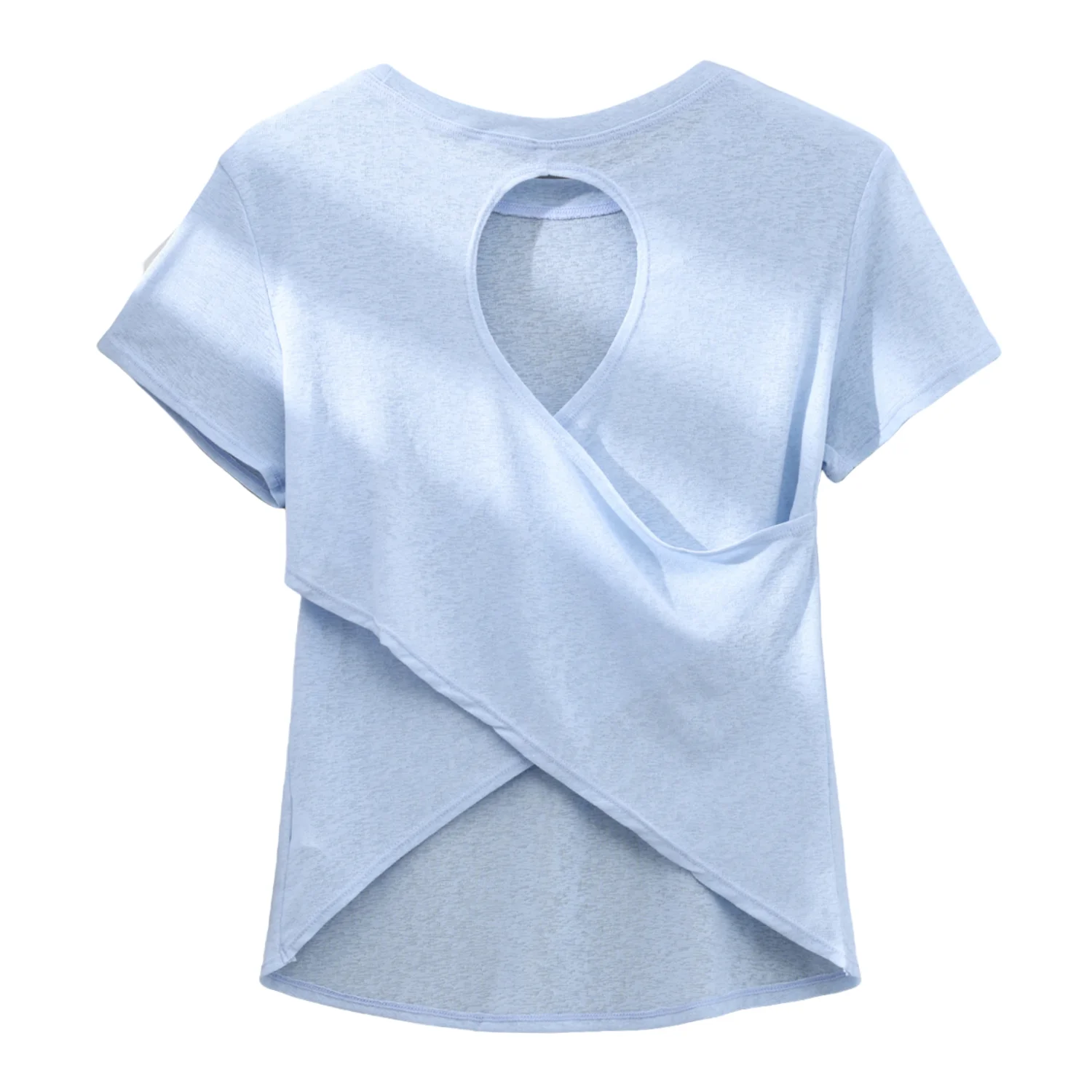 DRUR Gym Tops Women Lightweight Sweatshirt Summer Short Sleeve Quick Dry Fitness Running Tshirt Back Cross Hollow Yoga Wear New image 3