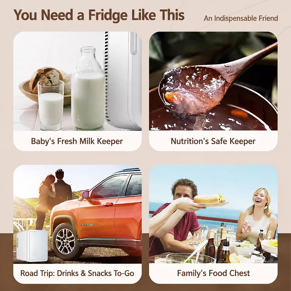 E-ACE 4L Car Refrigerator Mini Fridge Warmer Car & Home Use Portable Cooler & Heater Box for Travel Winter Essential