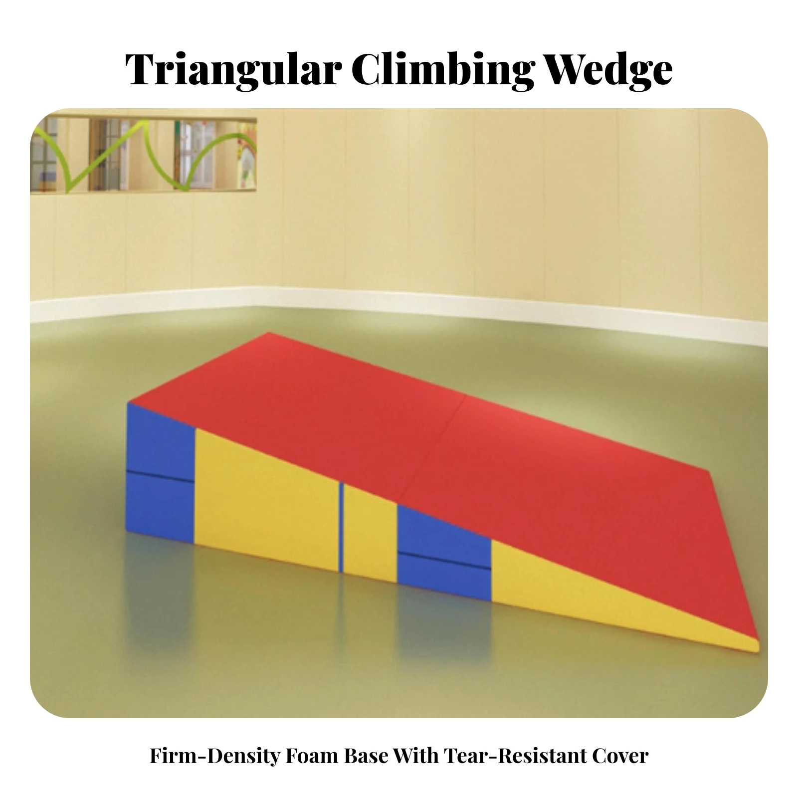 Incline Gymnastics Mat Foldable Cheese Wedge Mat Tumbling Wedge Cushioned Portable for Gymnasts, Home Playrooms
