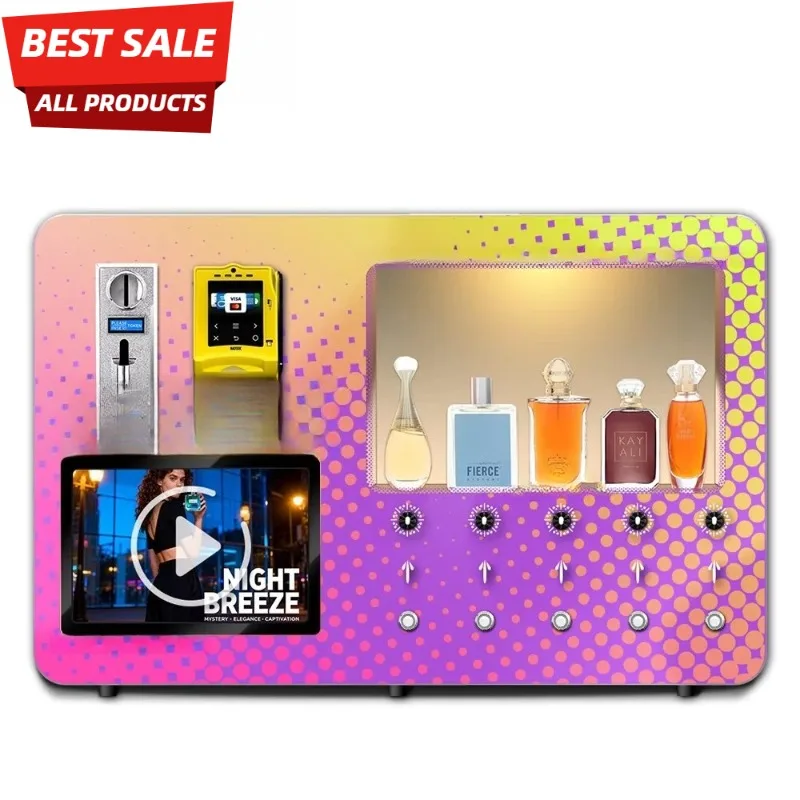 Smart Vendor Perfume Spray Vending Machines Wall-Mounted HD Advertising Screen Steel Material SDK Function Customized