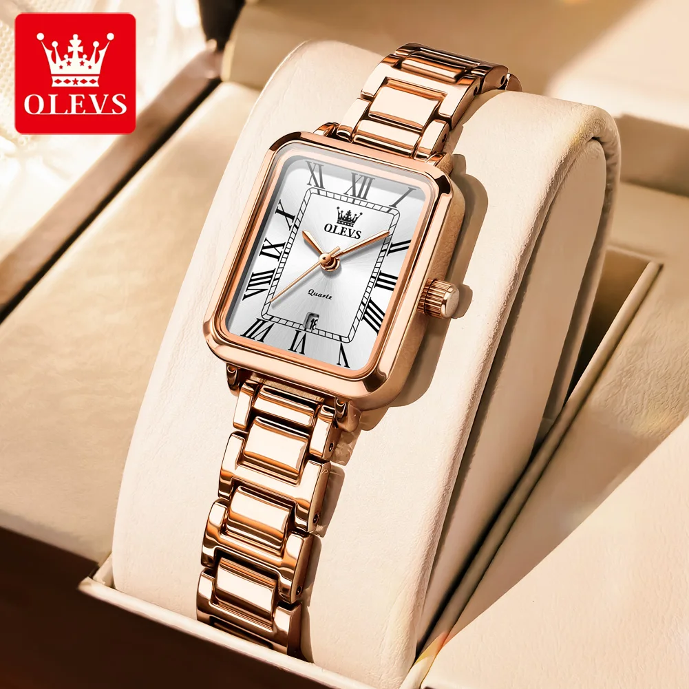 OLEVS 5641 Ladies Watch Fashion Luxury Original Square Quartz Watch Waterproof Luminous Automatic Date Watches For Woman Gifts