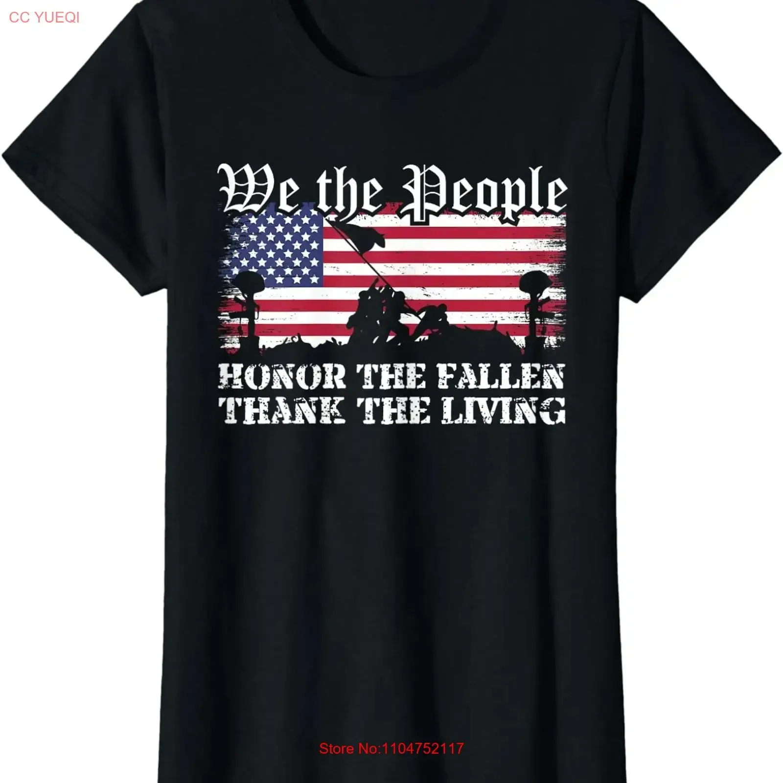Honor The Fallen Thank Living Memorial Day Ladies' Crewneck T Shirt long or short sleeves vintage Washed Slightly Stretched