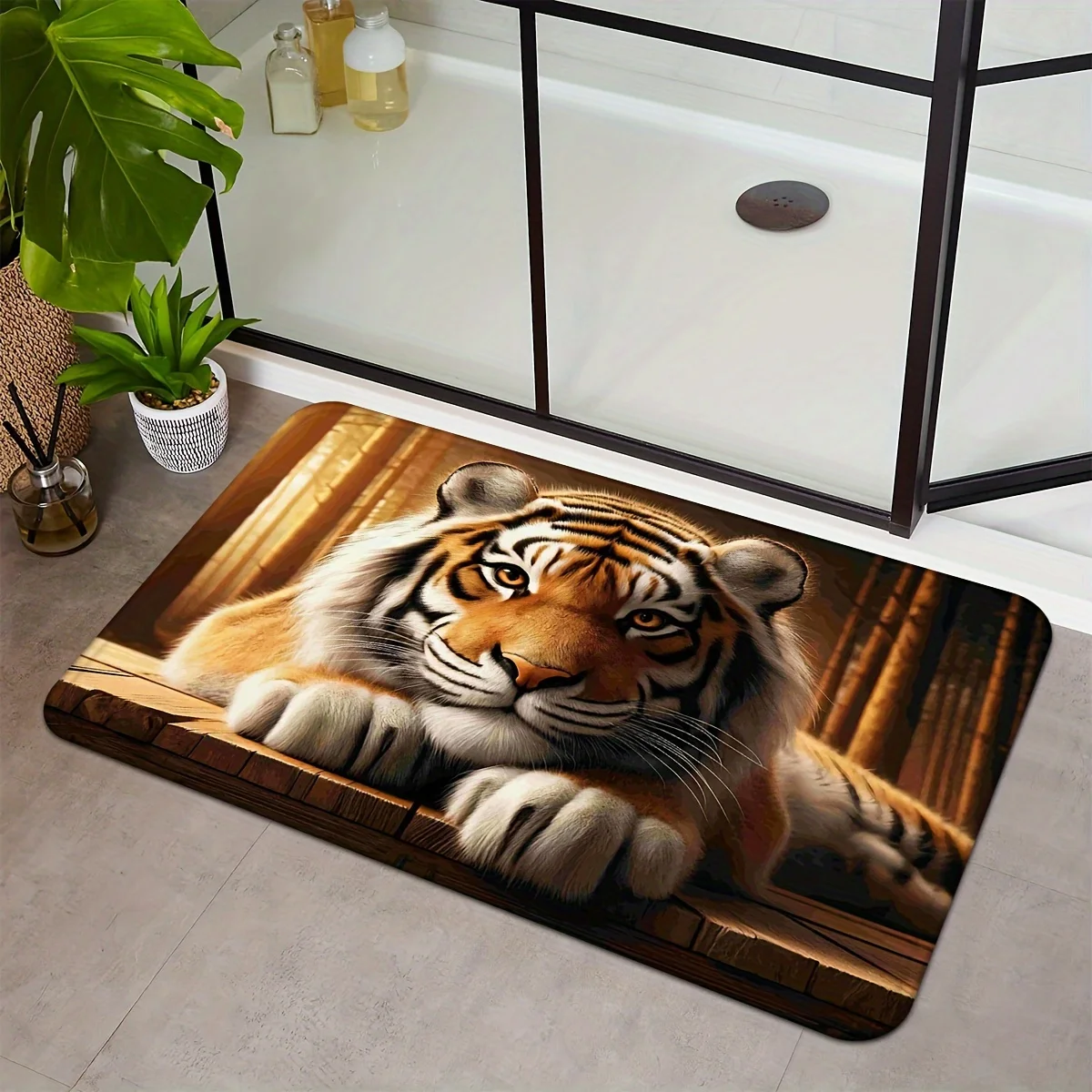 Tiger King Of The Forest Pattern Non Slip Door Mat Floor Mat For Entryway Bathroom Kitchen Living Room