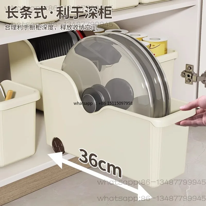 Kitchen pot finishing box, lid seasoning, lower sink cabinet with pulley, multi-functional storage rack