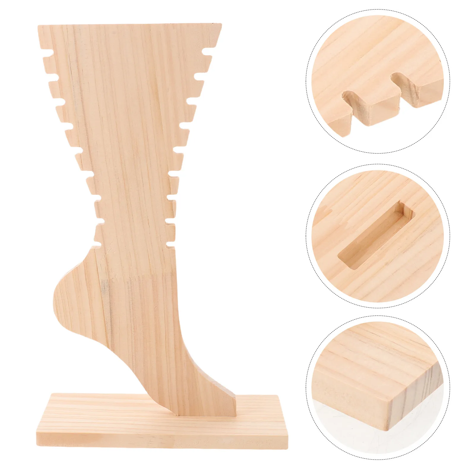 Wooden Foot Jewelry Stand Natural Wood Anklet Display Stand Bracelet Necklace Holder Tabletop Freestanding Jewelry Organizer