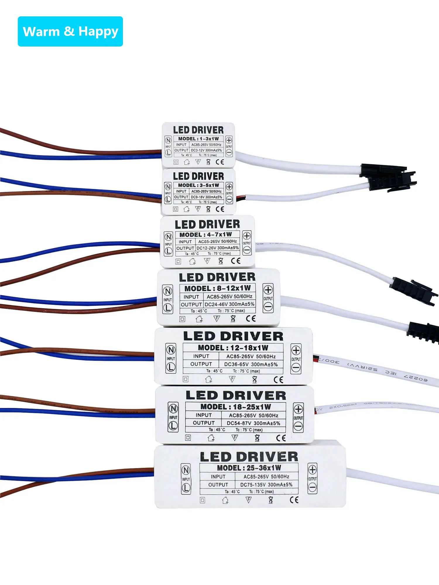 Pilote LED 220V 3W 5W 7W 12W 18W 20W 25W 36W, transformateur LED, courant Constant, accessoires d'alimentation 250mA 300mA