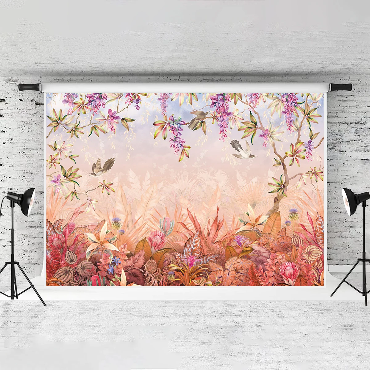 Forest Fairy Backdrop Girl Birthday Blush Pink Flowers Leaves Wonderland Birds Photography Background Princess Party Decor