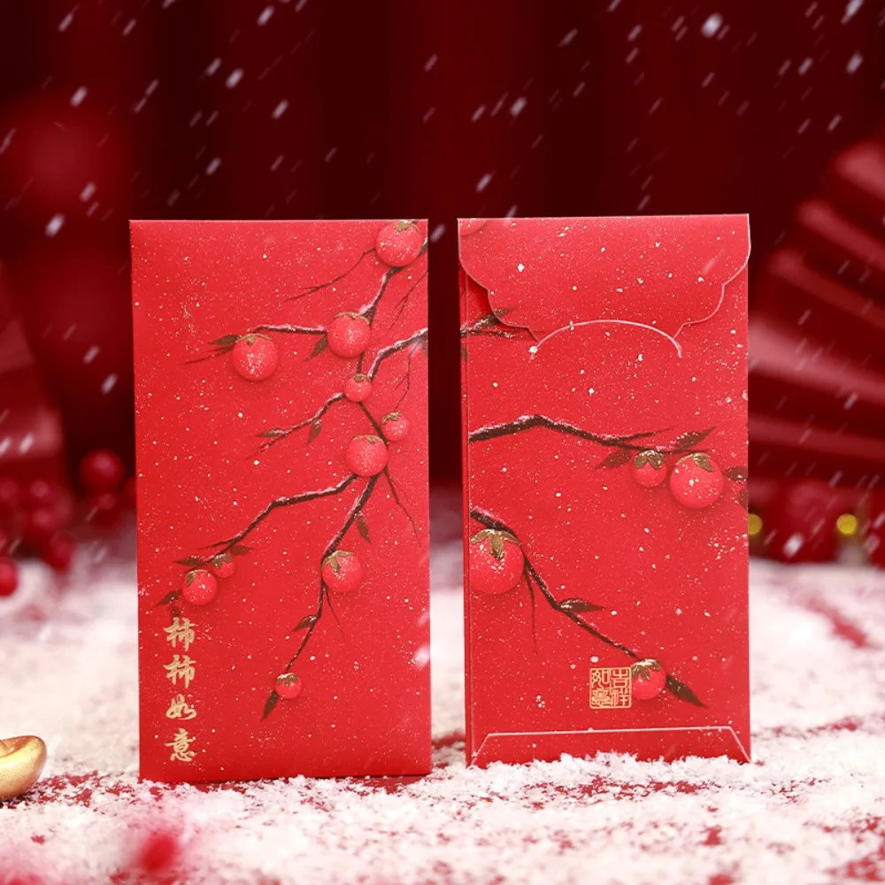 6pcs Creative Solid Forbidden City Red Envelope Blessings Printing Mixed Pattern Lucky Money Bag Thickened Vintage HongBao