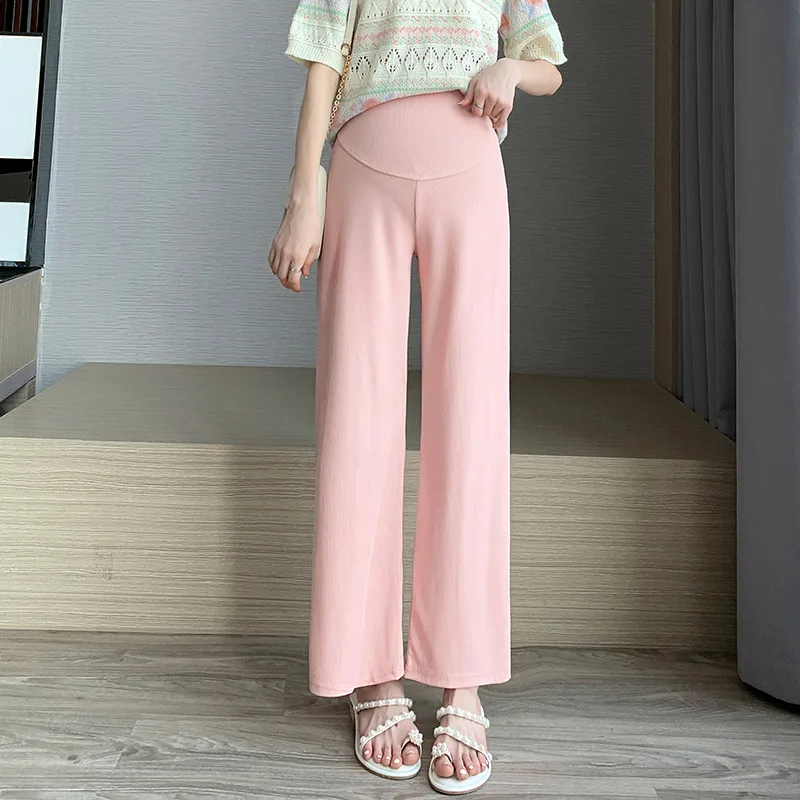 S-3XL Wide Legs Long Skating Silk Pants High Waist Pregnant Drop Mops Pink Straight Casual Pants Women Sports Pants