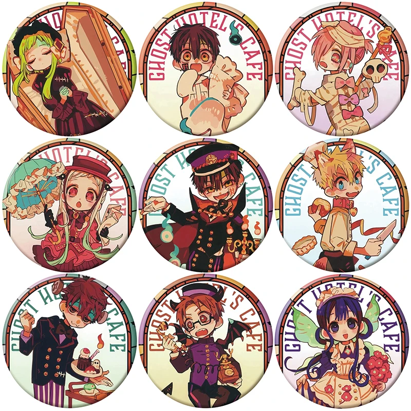 Insignia de Hanako-kun con destino al baño de 58mm, Personaje de Anime Hanako-kun Nene Yashiro Kou Minamoto Aoi Akane, broches para regalos de ropa