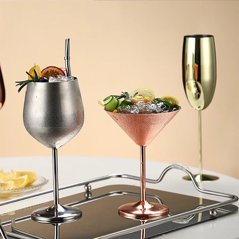 304 Stainless Steel Cocktail Glass Red Wine Cup Flute Champagne Cup Metal Cup Bar Martini Cup