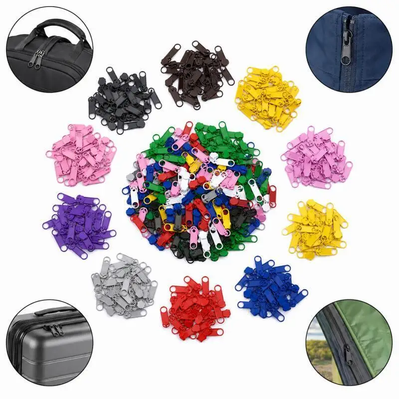 100/50/20/10Stk 3 # Regenbogenfarbener Metall-Reißverschluss-Schieber für Rucksack und Jacke, Dekorativer Reißverschlusskopf, Reparatur-Set, Nähzubehör – Detail 5