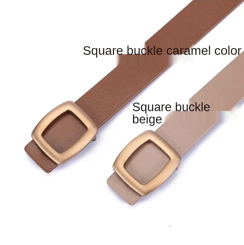 2021 New Belts for Women Genuine Leather Luxury Designer Jeans Belt Female Waistband Fashion Square Metal Buckle Belt Lady Black