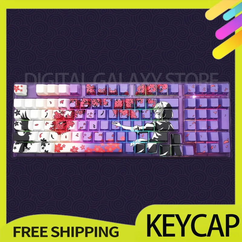 

Сакура Keycap 128, ворон, вишневый профиль, милый аниме-клавиатурный колпачок, двойной выстрел, боковой блеск через Pbt, колпачок для механической клавиатуры Mx