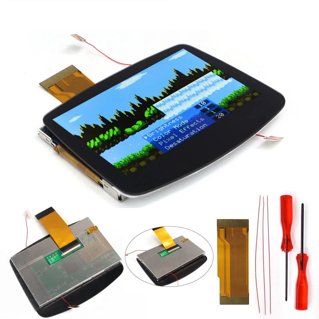 HISPEEDIDO 720x480 해상도 GBA IPS V5 라미네이팅 LCD 스크린 화이트 블랙 그레이 키트, 게임보이 어드밴스용, 용접 불필요