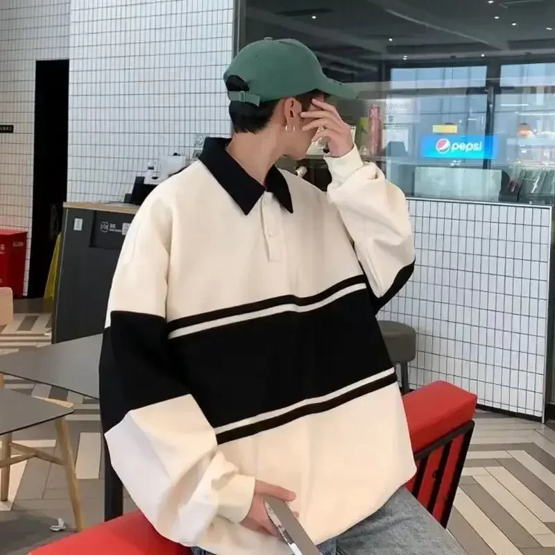 

Men's Clothing Sweatshirts Top Baggy Japan T Polo Shirt for Man Spliced Harajuku Fashion New Tee Xxl Quotes Size Polyester It F