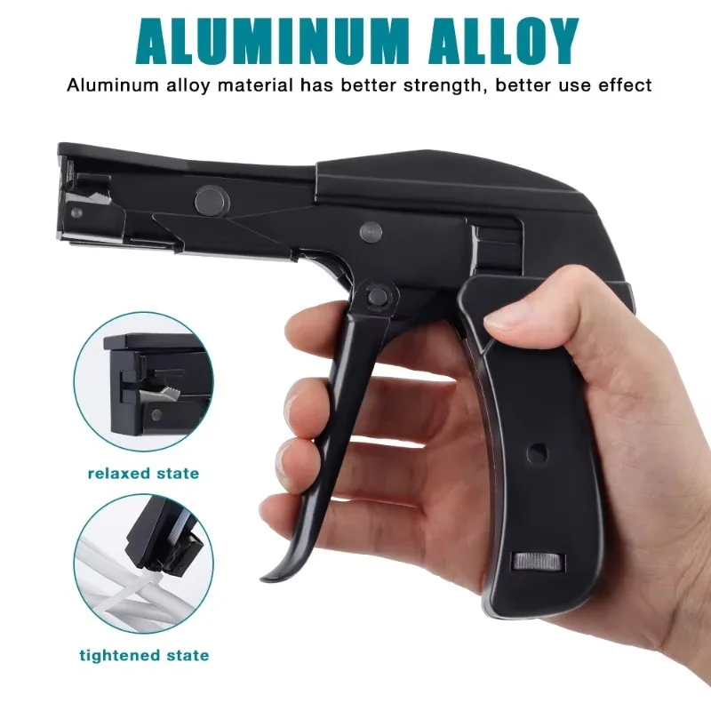 Nylon zipper tie gun 1.8-6 wide range, aluminum alloy ratchet zipper tie tool for nylon belt, hand tool wire pliers
