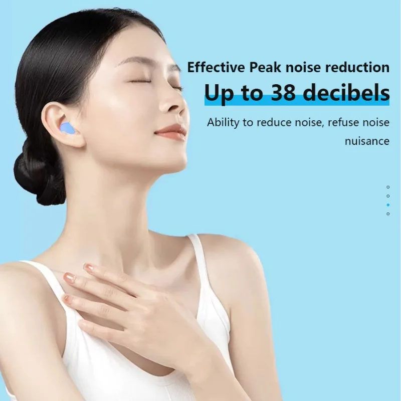 12PCS Silicone Ear Plugs Noise Reduction Sleep Anti Canceling Sound Insulation Earplug Protection Sleeping Reusable Ear Plugs