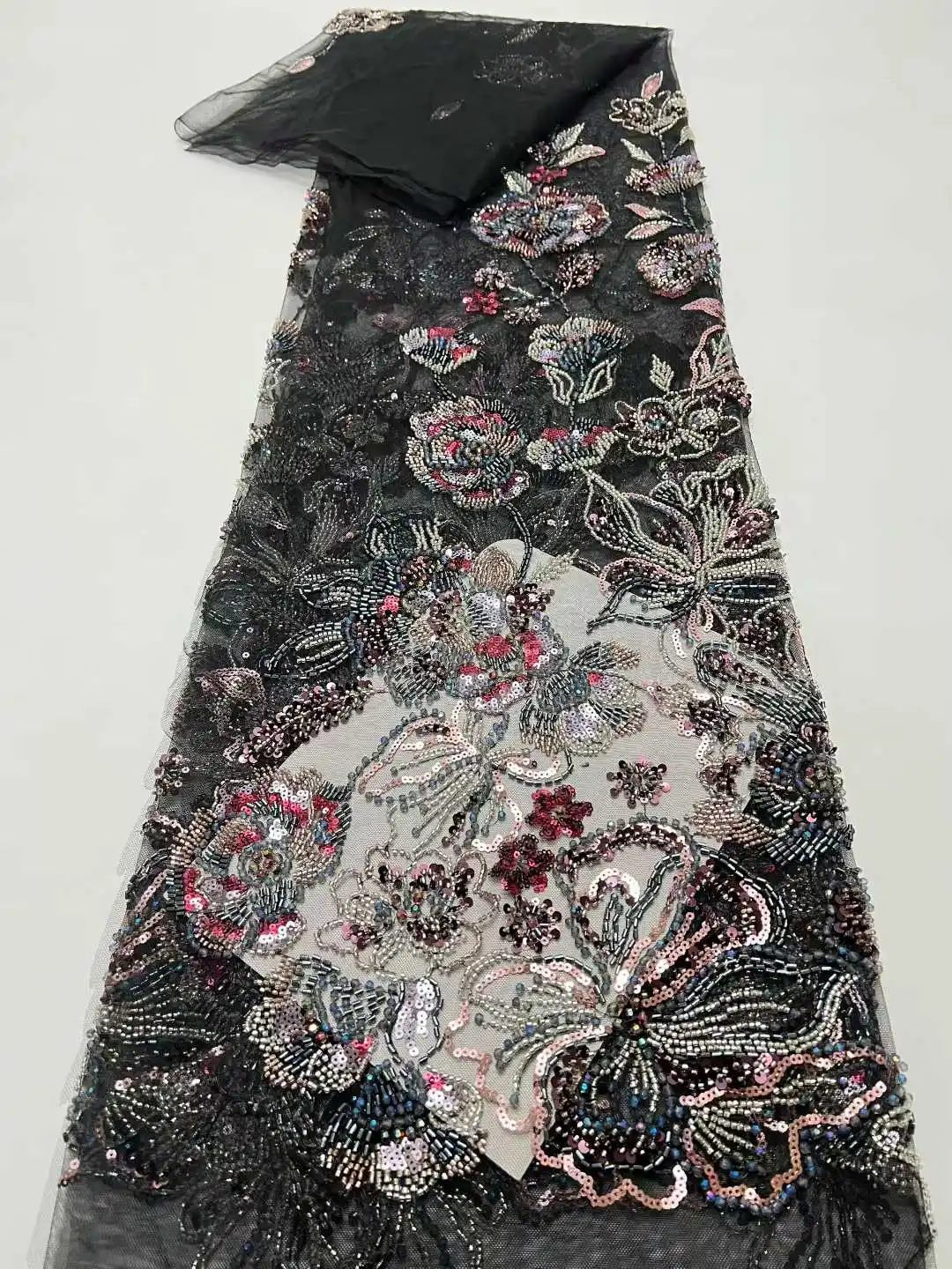 

Элитная африканская ткань для свадебных платьев с бисером и кружевом 2026 года, высококачественный французский нигерийский тюль с пайетками для свадебных и праздничных нарядов