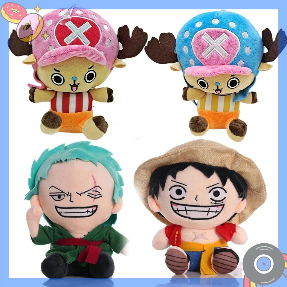 LAGER 20 cm OnePiece Anime Figur Zoro Luffy Chopper Plüsch Spielzeug Niedlichen Cartoon Plushie Gefüllte Puppen Anhänger Weihnachten Geschenke