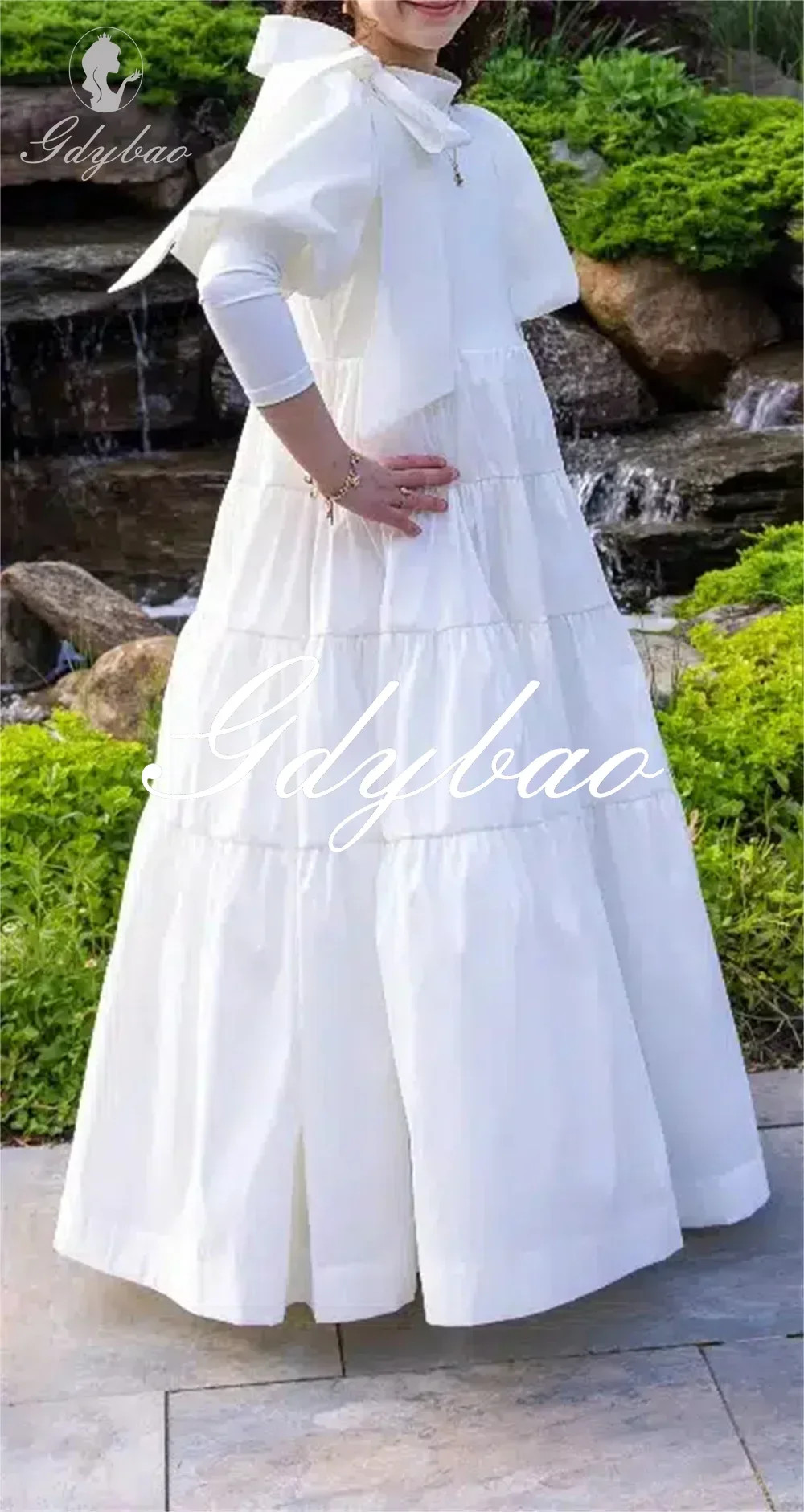 Formal High Neck Floor Length A Line Long First Communion Dress Puff Sleeve Classic Simple Flower Girl Gown New Customized