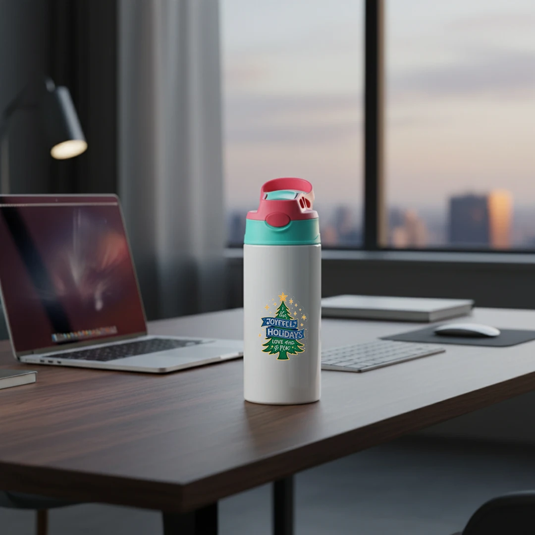 304 stainless steel thermal cup + Custom Christmas tree sticker + Children's straw cup + JOYFUL HOLIDAYS festive gift