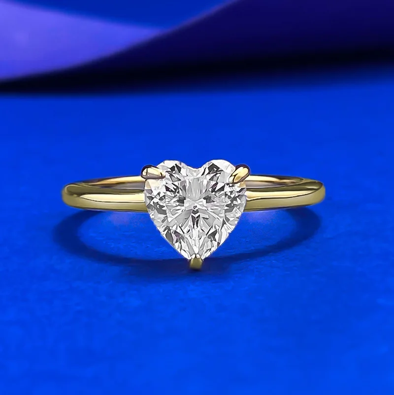 

CKT 925 Sterling Silver Heart Cut 7MM Lab Sapphire Diamond Wedding Ring for Women Fine Jewelry Engagement Gifts Wholesale