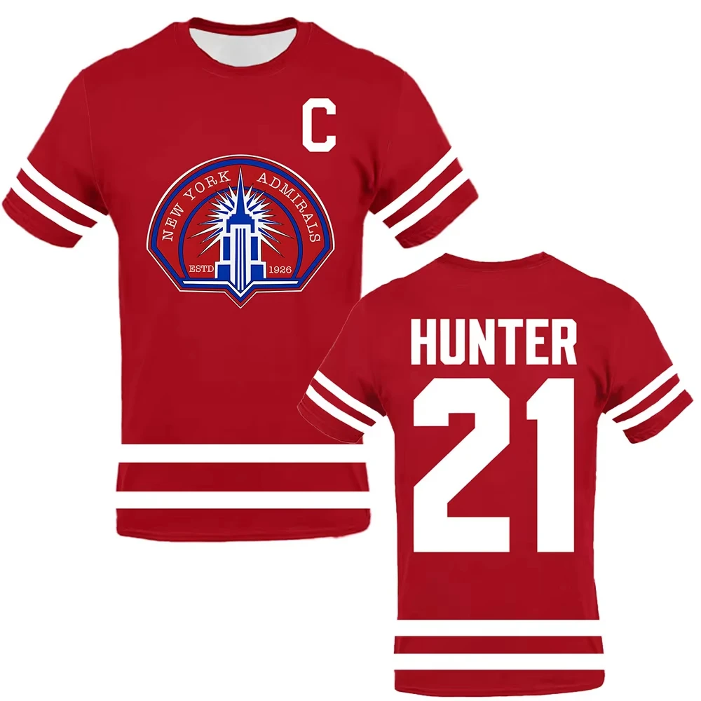 Rivalidad Calefactada de los Admirals de Nueva York, Scott Hunter # 21 Camisetas de jersey impresas en 3D para hombre, camisetas rojas de manga corta, holgadas, unisex, estilo urbano