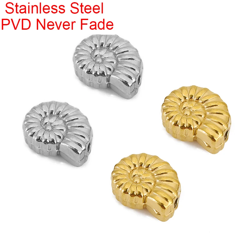 5pcs PVD Never Fade Stainless Steel Spacer Beads Bulk Snail Shell Beads Lot For DIY Bracelet Necklace Findings Jewelry Making