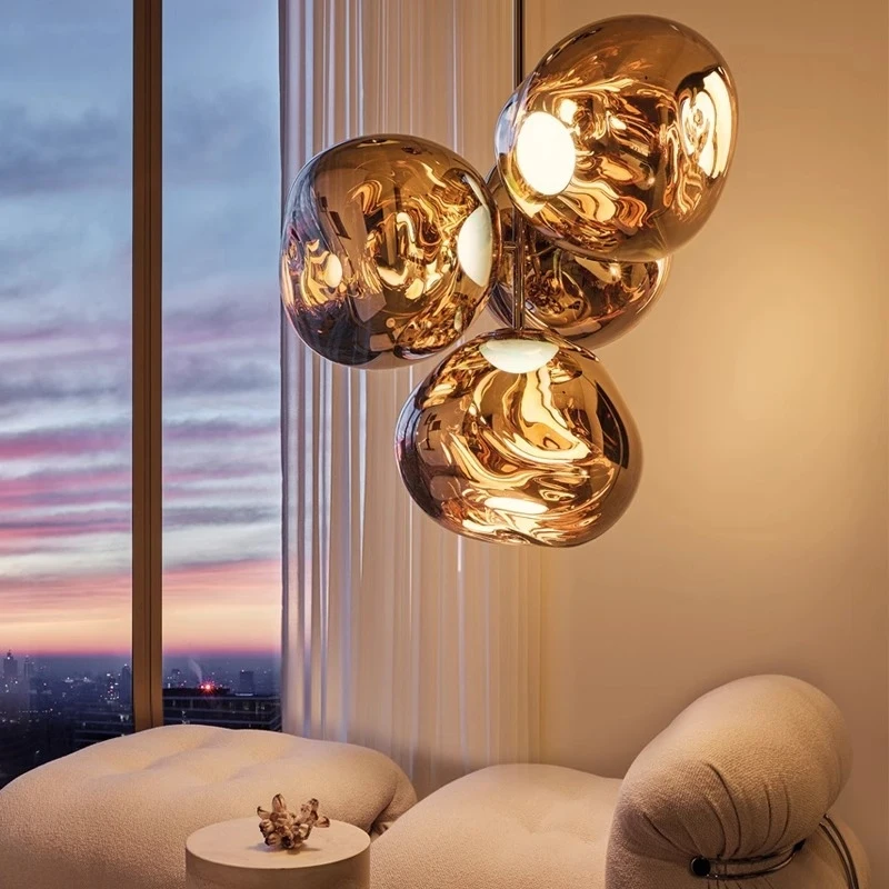 Nordic Restaurant Lava Pendant Light - High-end Minimalist 4-Head Dining Island Table Bar Counter Lamp for Living Room