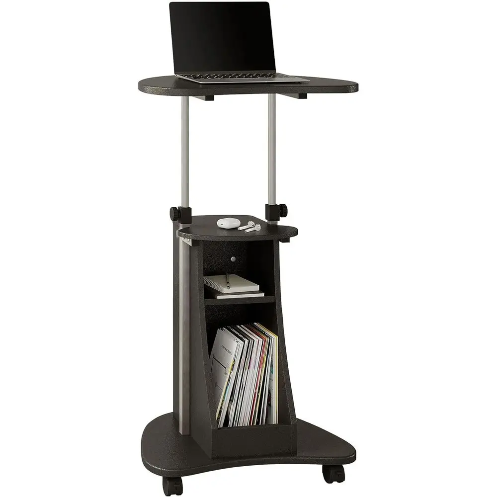 

Adjustable Height Rolling Laptop Cart with Storage, Graphite, 22 x 16 x 46