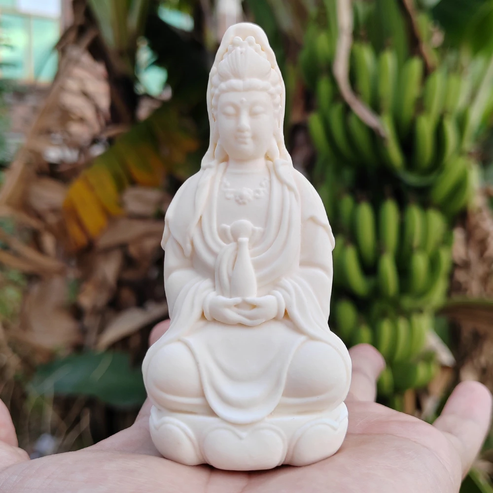 White Resin Guanyin Buddha Statue Ornament, Eastern Zen Style, Suitable for Halloween Decorations, Creative Desktop Ornaments, Party Decorations, Study Room, Birthday Gifts, Home Decor, Centerpiece Decoration, Men's Gifts