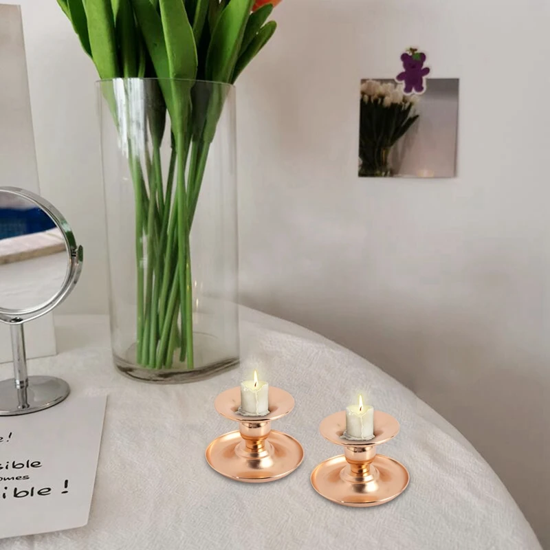 2 個金属キャンドルホルダーゴールド燭台ファッションウェディングキャンドルスタンド絶妙な燭台テーブルホームパーティークリスマス装飾