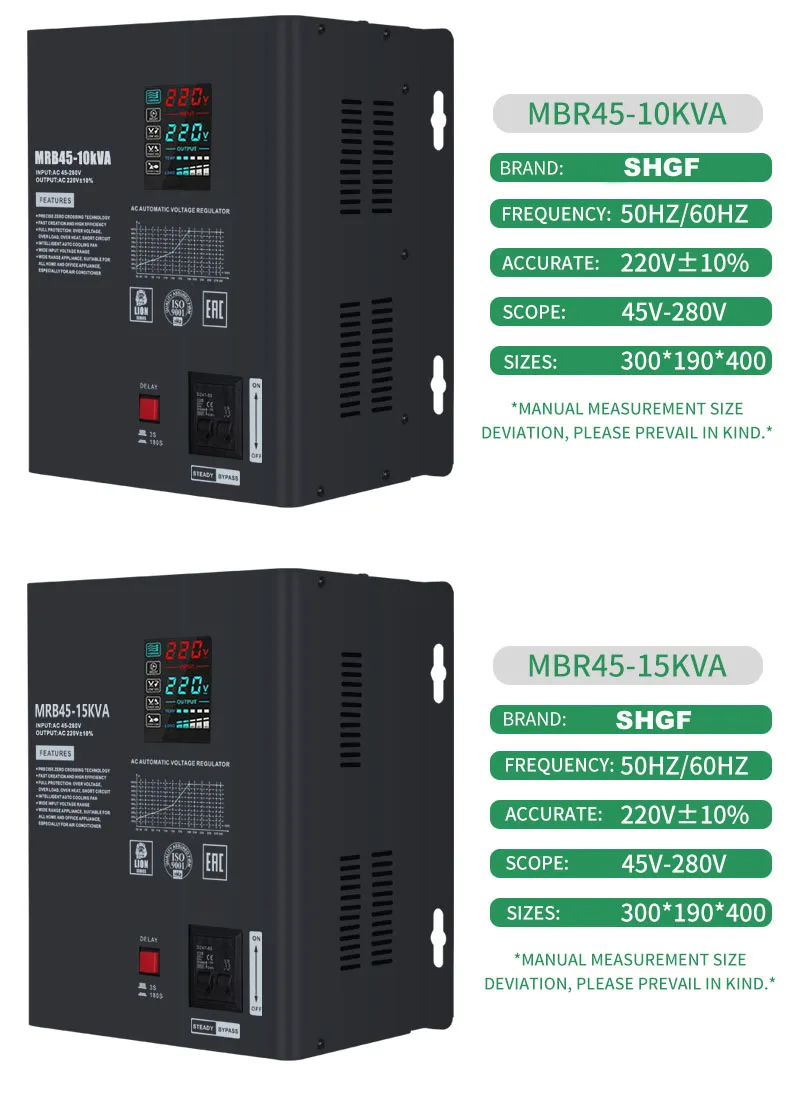Arrived  Input 45-280V 10KW Single Phase 220V AC Automatic Low Voltage Regulators Hanging Wall-mounted Relay Stabilizer AVR view 5