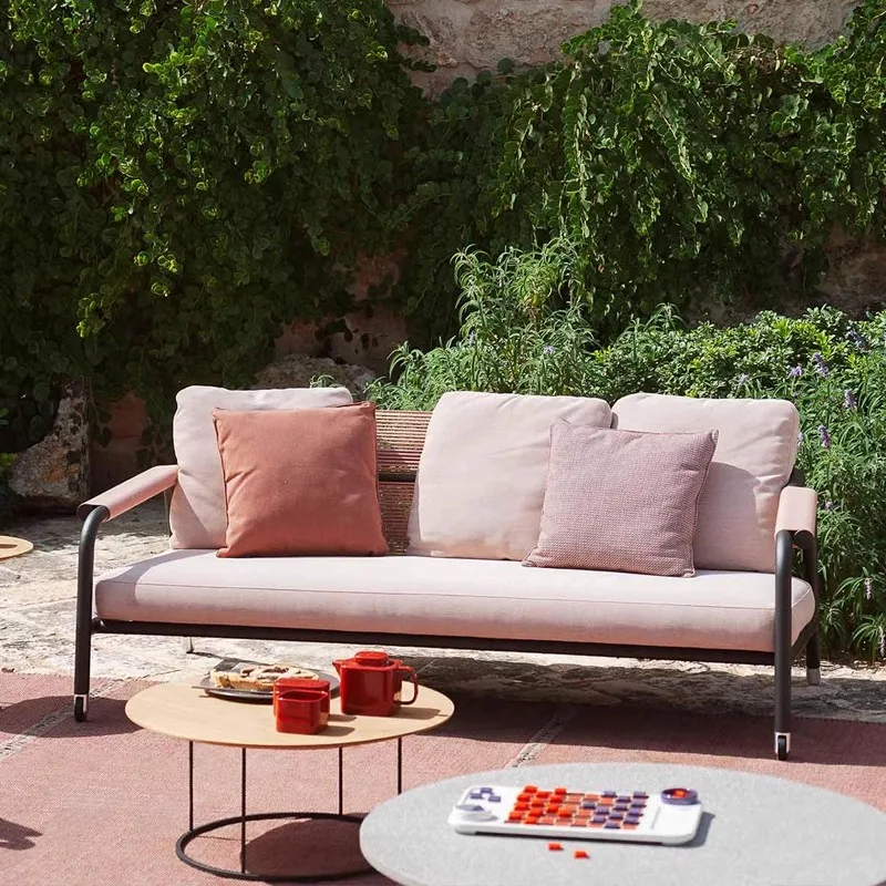 Outdoor Rattan Balcony Small Sofa Garden Courtyard Rainproof Coffee Table Combination Creative Rattan Chair Outdoor Furniture