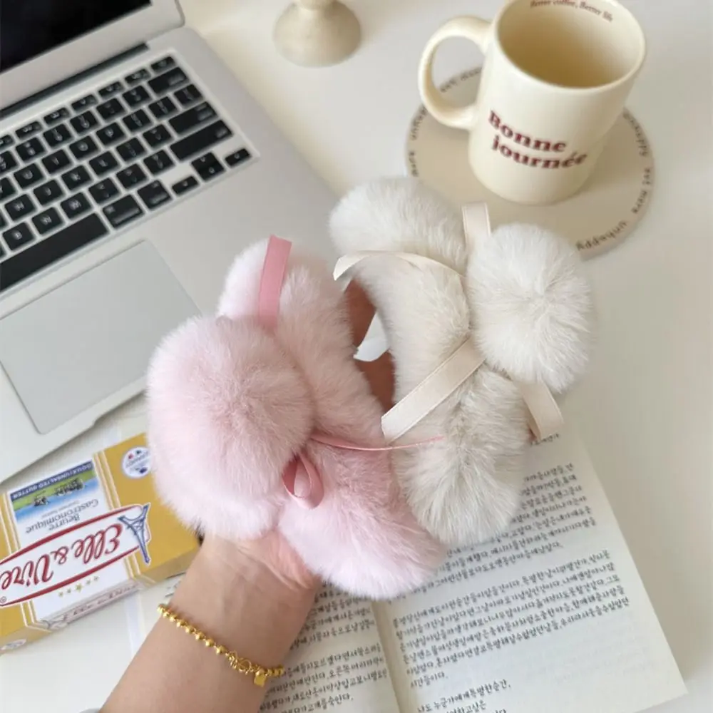 Creative Grab Clip Plush Hair Claw Rabbit Fur Cute Bow Hair Clip Girl Headwear Hair Accessories Bowknot Hairpin Girl