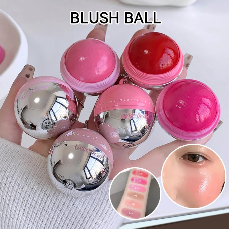 2 In 1 Lip & Cheek Cream Blush Ball GEGE BEAR Hydrating Dewy Longwear Portable Keychain Natural Glow 6 Colors Korean Face Makeup