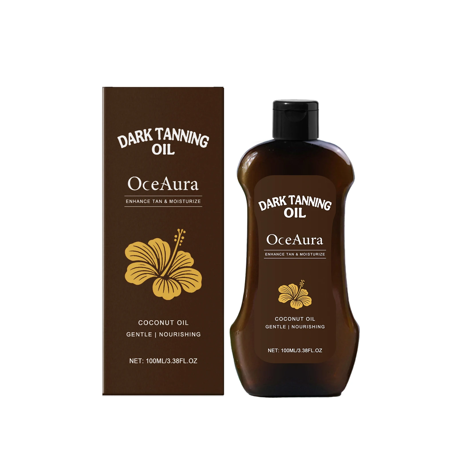 O​CEAURA Coconut Dark Tanning Oil Long Lasting Bronzer Outdoor Summer Beach Brown Long Lasting Sunless Fake Tan Body Lotion 100m