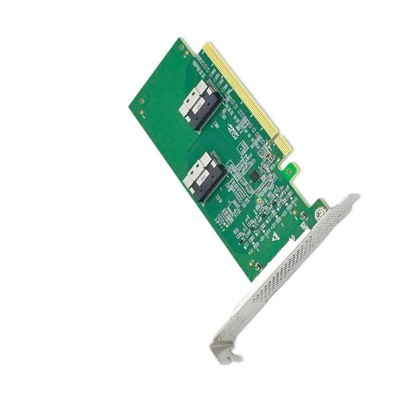 PCIe 4.0 x16 to built-in 2-port SFF-8654 8I NVMe expansion card