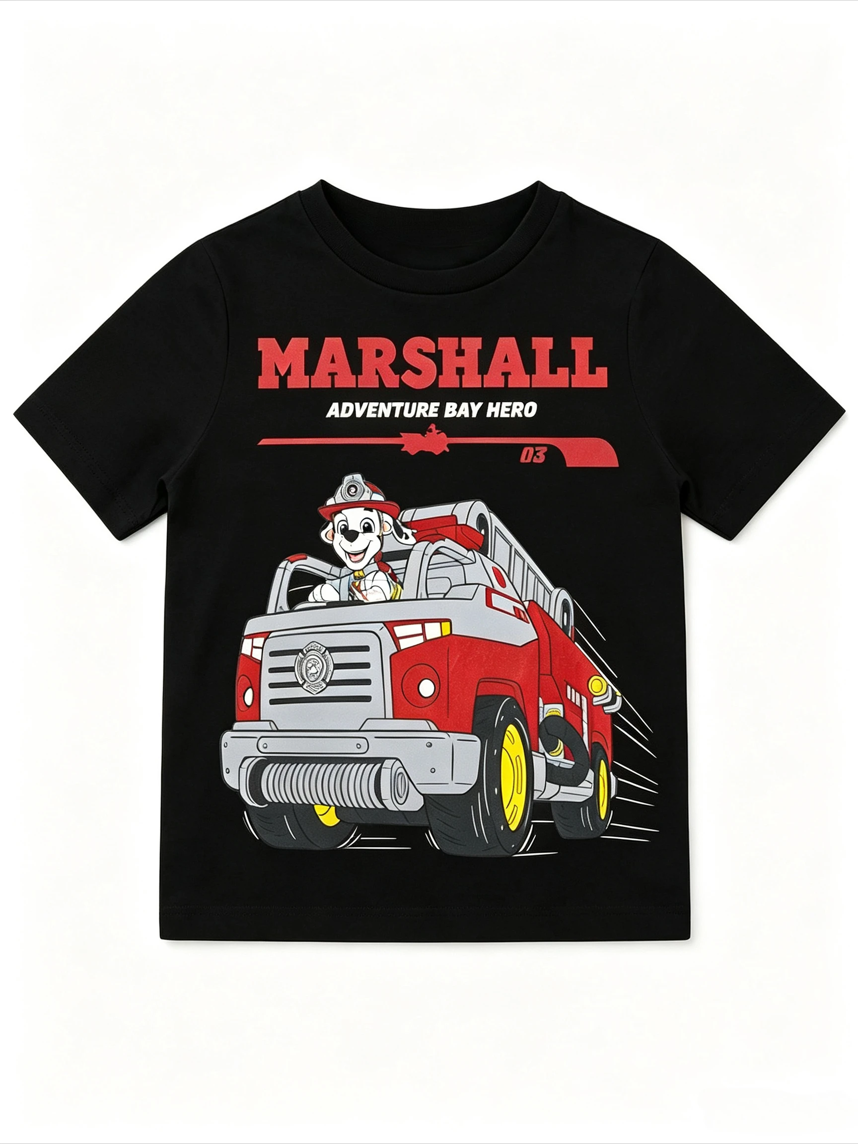 Paw Patrol Marshall Children's Short Sleeved T-shirt Fire Truck Printed Casual Summer Boys and Children Comfortable