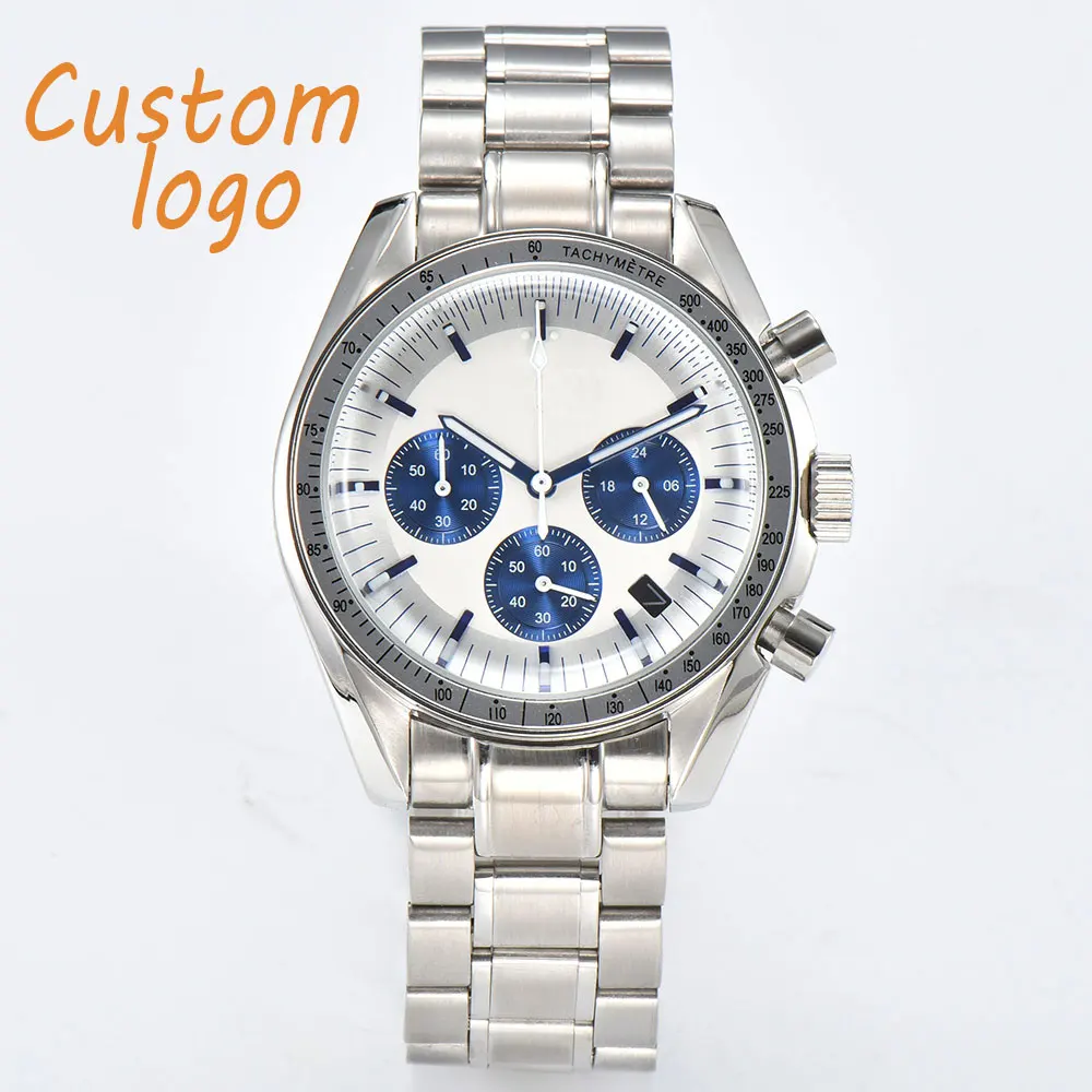 

Vk63 Original Quartz Men's Chronograph Panda multi-function dial 316L stainless steel coated glass case can be customized logo