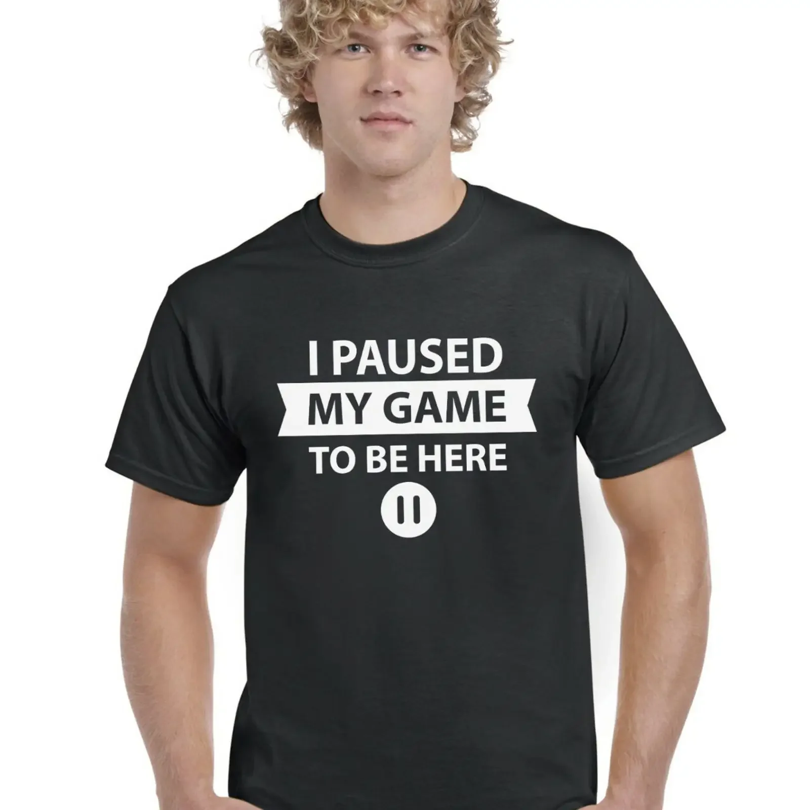 I Paused My Game To Be Here Pause Button lustiges T Shirt Erwachsene Top vintage Washed Breathable homme Casual Stretched