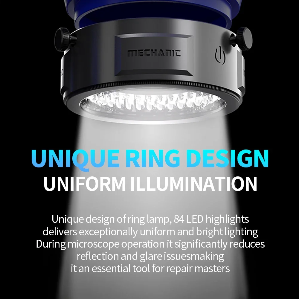 MECHANIC LS5/6 Microscope Ring/Polarized Ring Light 84LEDs Stepless Dimming Monochrome Type-C for Microscope Repair Tool